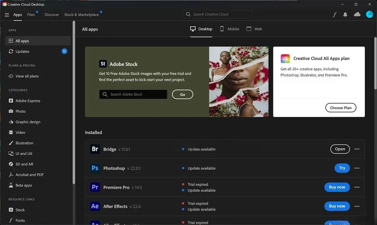 Adobe Creative Cloud Screenshot 1
