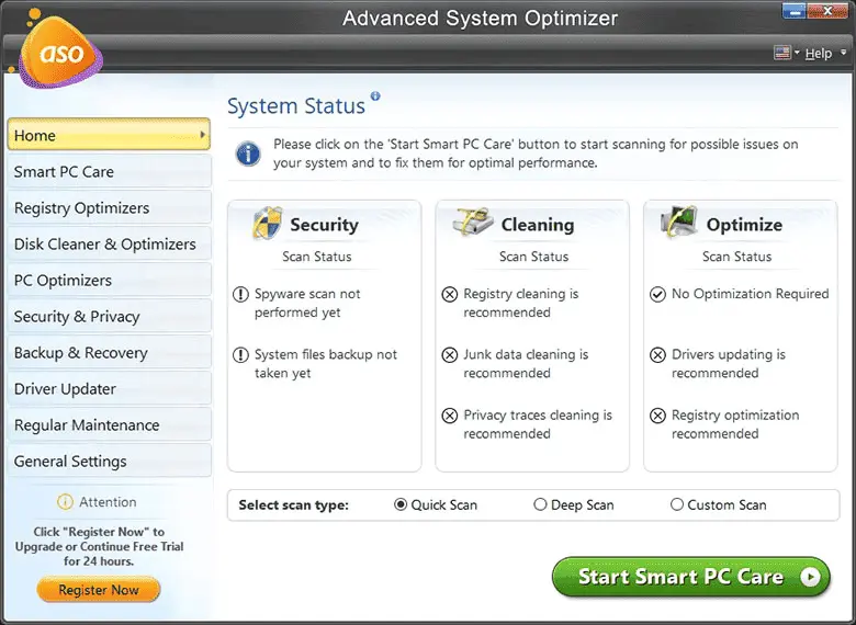 Advanced System Optimizer Screenshot 1