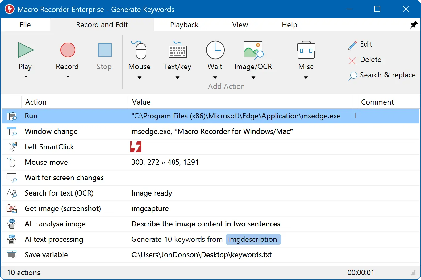 Bartels Macro Recorder Screenshot 1