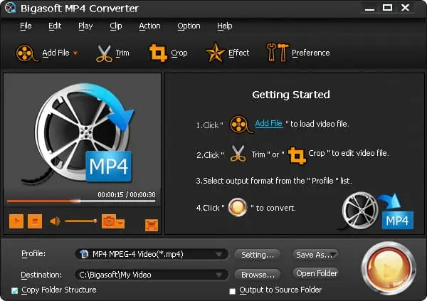 Bigasoft MP4 Converter Screenshot 1
