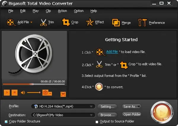 Bigasoft Total Video Converter Screenshot 1