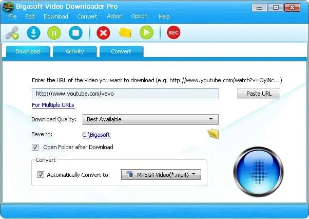 Bigasoft Video Downloader Pro Screenshot 1