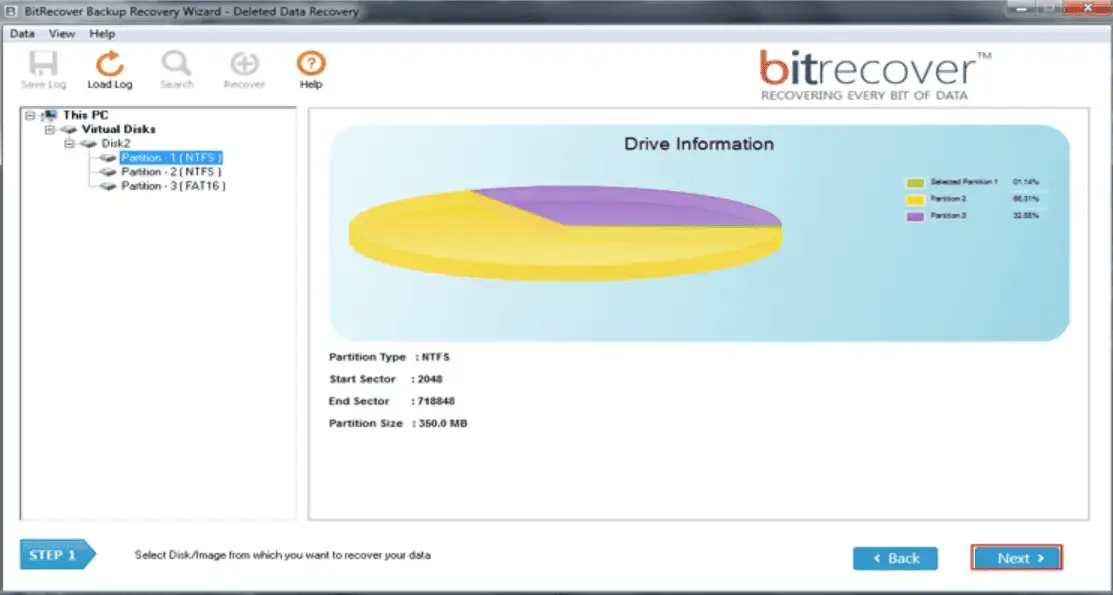 Bit Recover Backup Recovery Wizard Screenshot 2