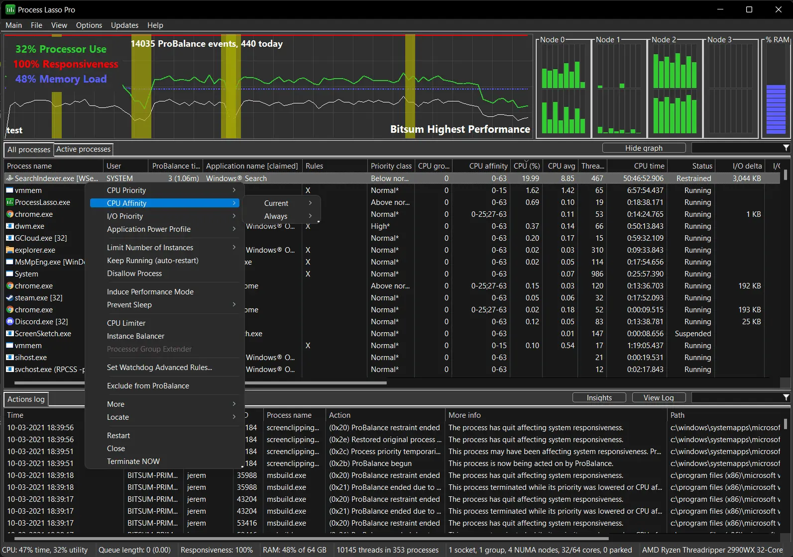 Bitsum Process Lasso Screenshot 1
