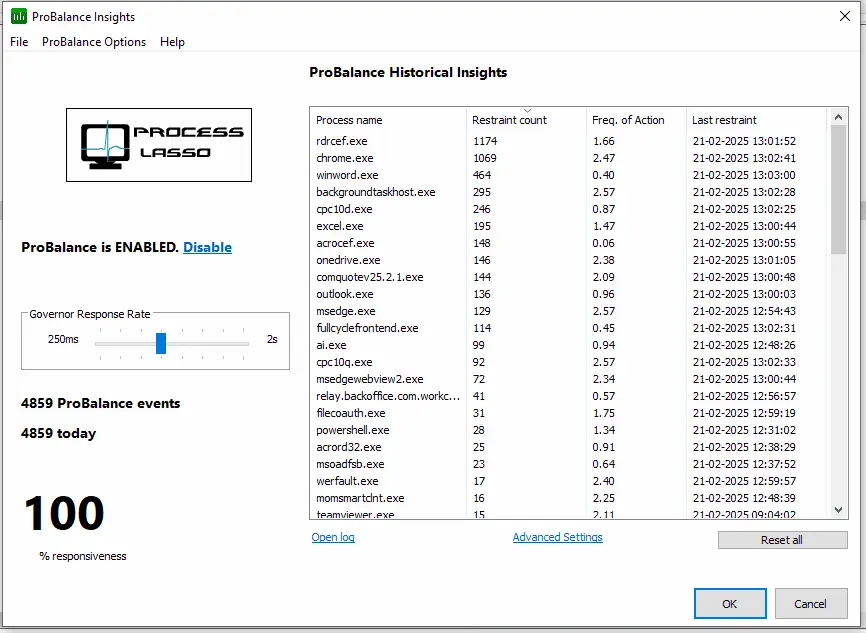 Bitsum Process Lasso Screenshot 2