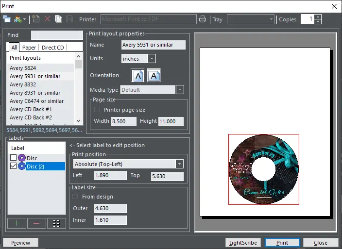 Dataland CD DVD Label Designer Screenshot 2