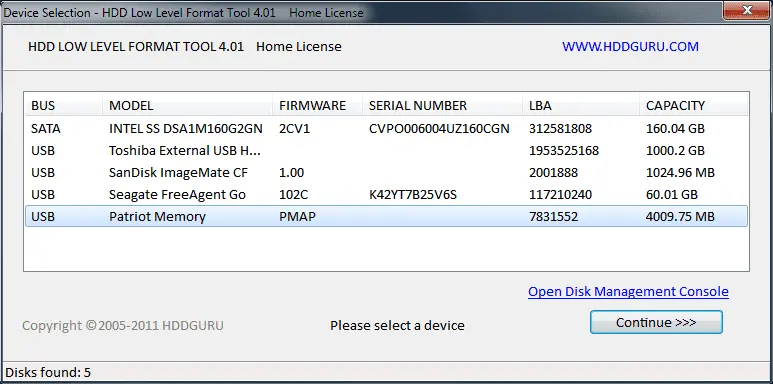 HDD Low Level Format (HDDLLF) Screenshot 2