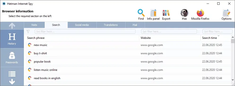 Hetman Internet Spy Screenshot 2