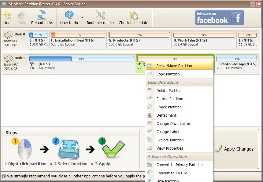 IM Magic Partition Resizer Screenshot 1