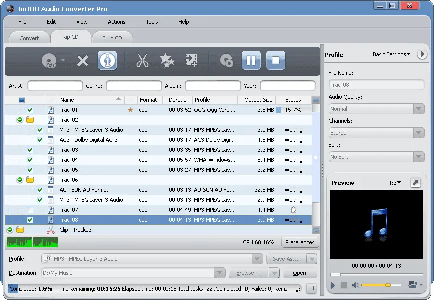 ImTOO Audio Converter Screenshot 2