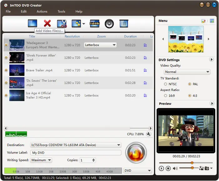 ImTOO DVD Creator Screenshot 2
