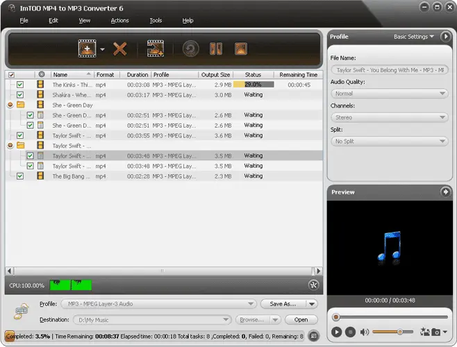 ImTOO MP4 To MP3 Converter Screenshot 2
