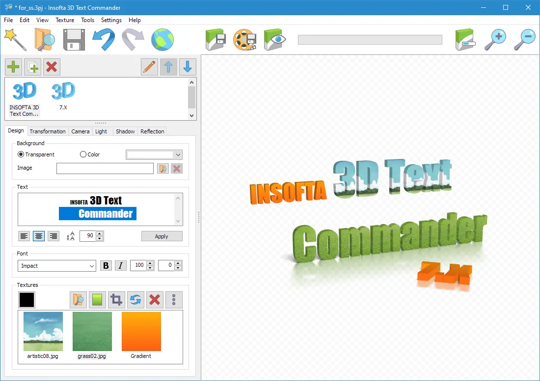 Insofta 3D Text Commander Screenshot 1