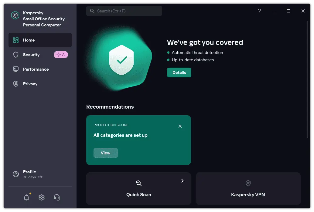 Kaspersky Small Office Security Screenshot 1
