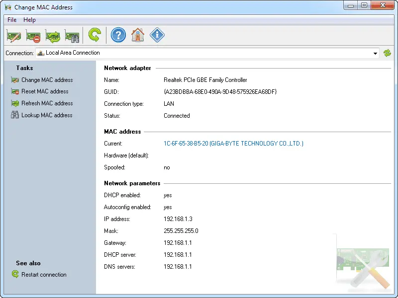 Lizard System Change Mac Address Screenshot 1