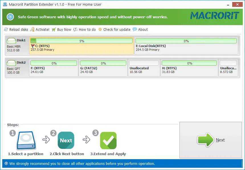 Macrorit Partition Extender Screenshot 1