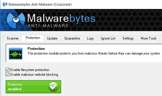 Malwarebytes Anti-Malware Corporate Screenshot 1
