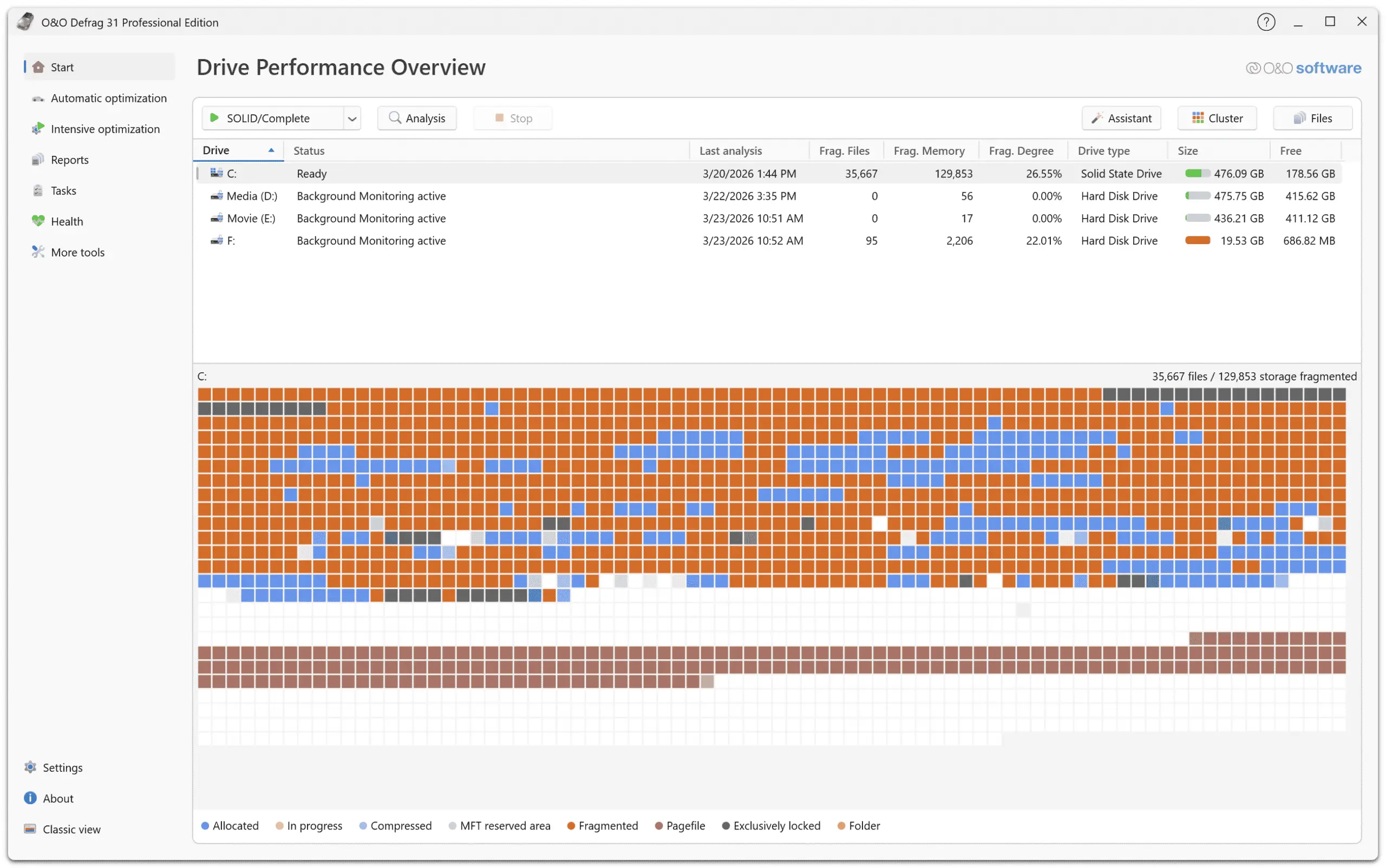 O&O Software Defrag Screenshot 1