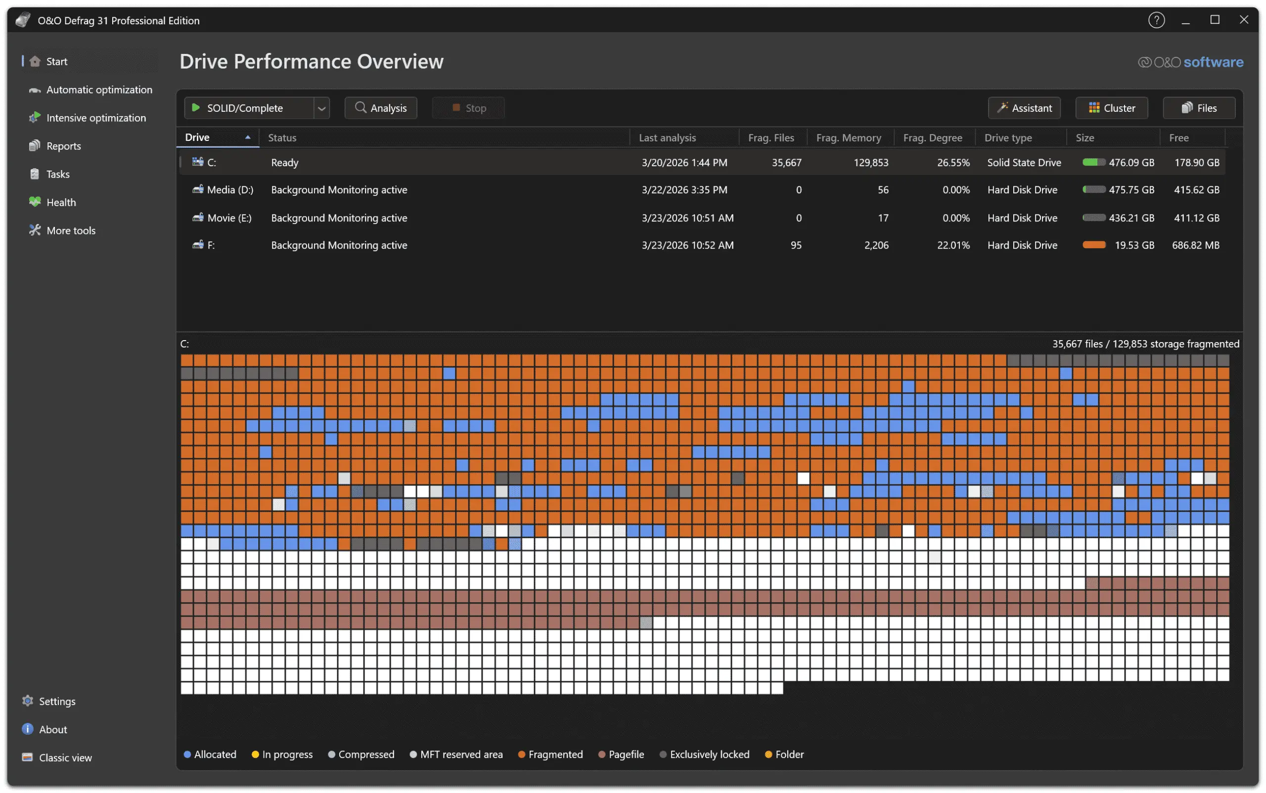 O&O Software Defrag Screenshot 2