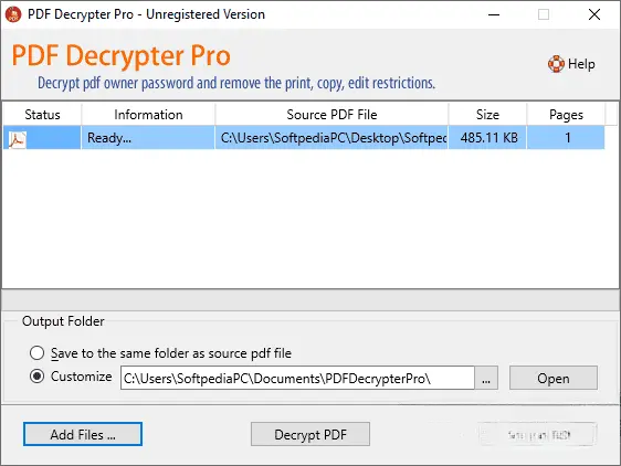 PDF Decrypter Screenshot 1