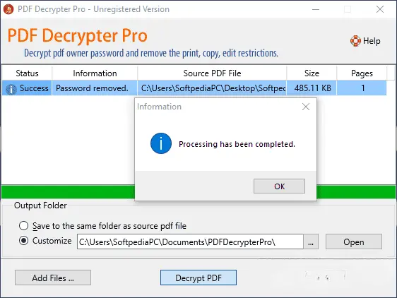 PDF Decrypter Screenshot 2
