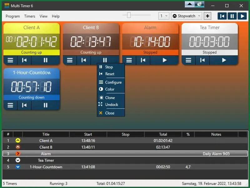 Programming.de Multi Timer Screenshot 1
