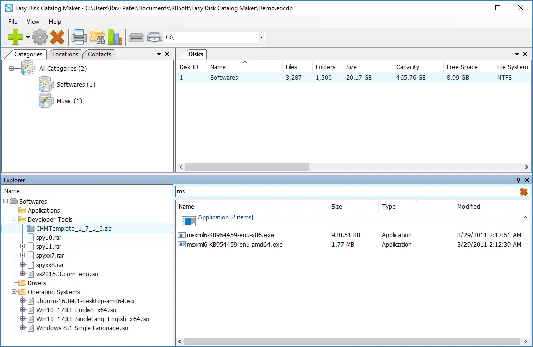 RBSoft Easy Disk Catalog Screenshot 1