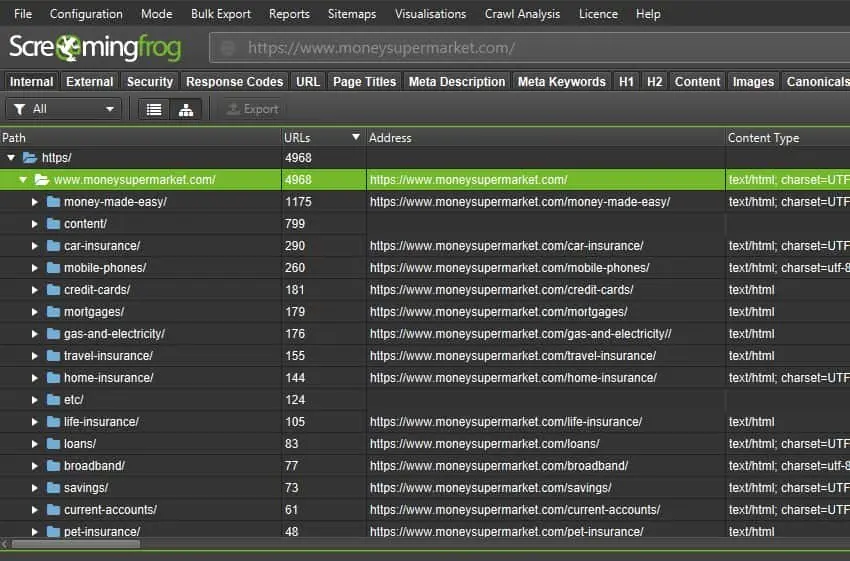 Screaming Frog SEO Spider Screenshot 2