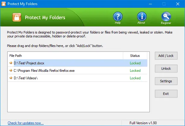 Top Password Protect My Folders Screenshot 1