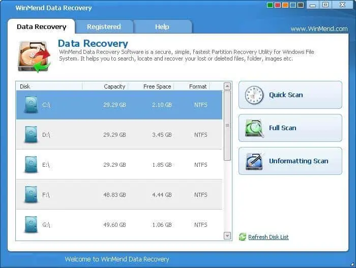 WinMend Data Recovery Screenshot 1