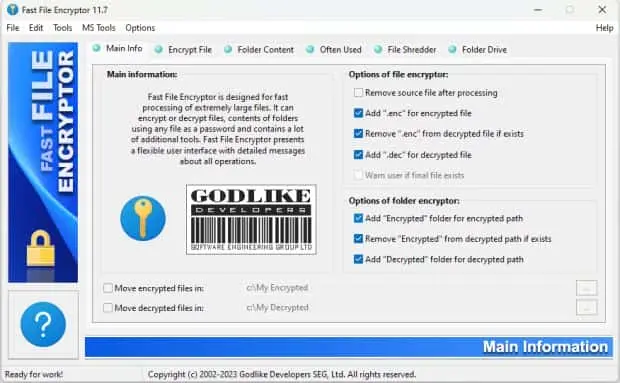 WinTools.Net Fast File Encryptor Screenshot 1