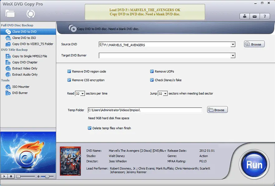 WinX DVD Copy Screenshot 1