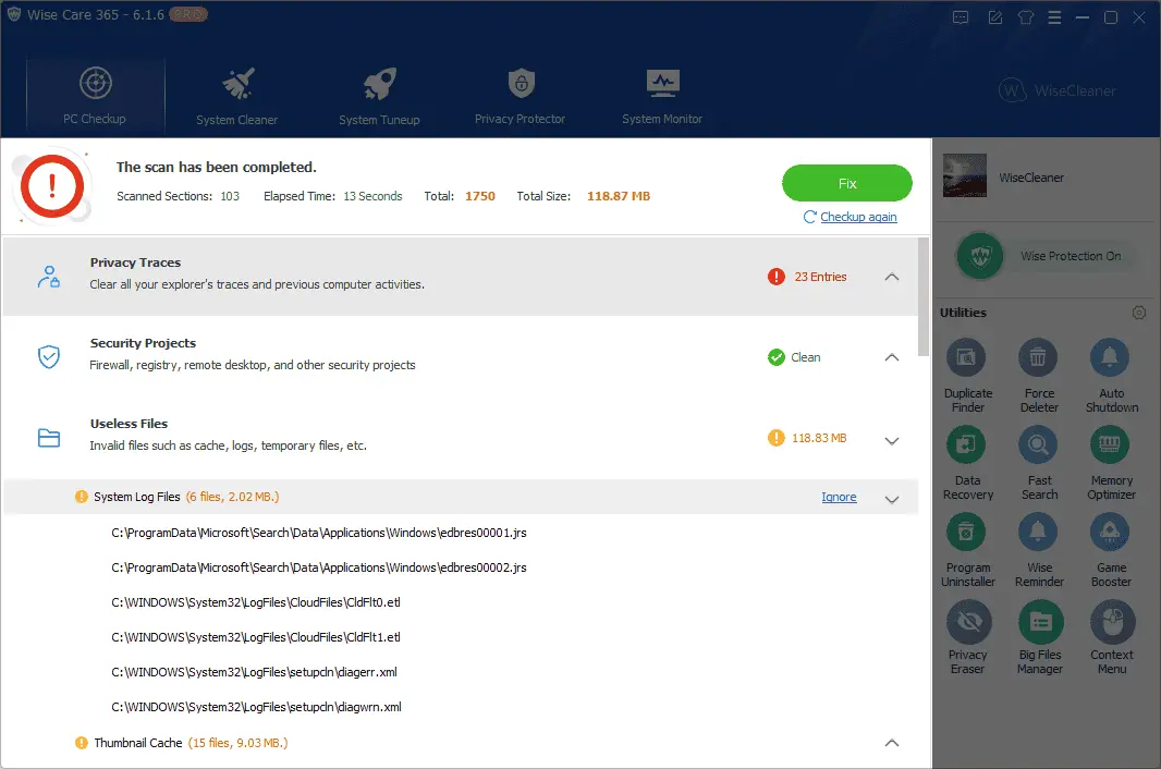 WiseCare 365 Screenshot 2
