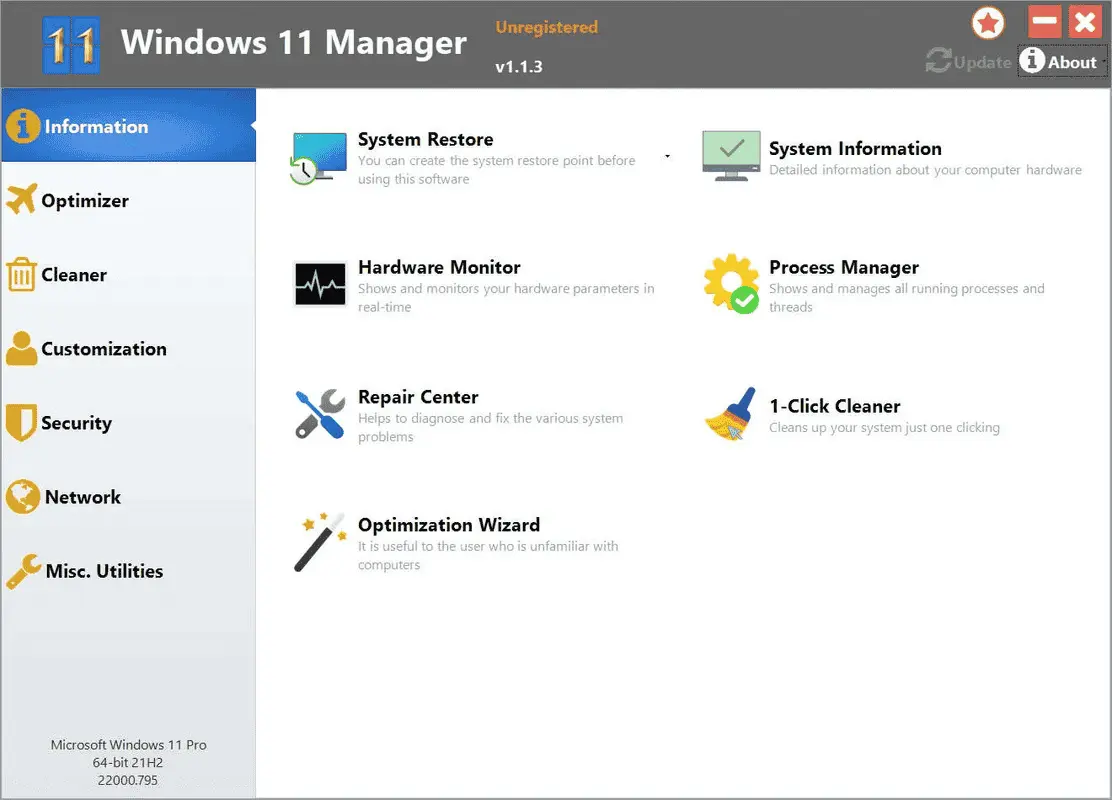 Yamicsoft Windows 11 Manager Screenshot 1