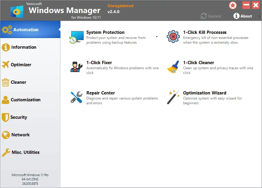 Yamicsoft Windows Manager Screenshot 1