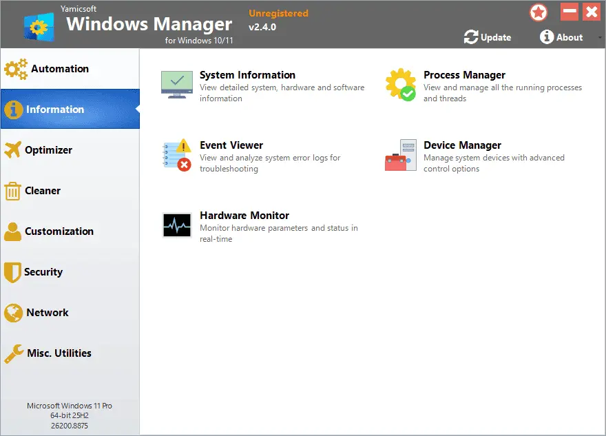 Yamicsoft Windows Manager Screenshot 2